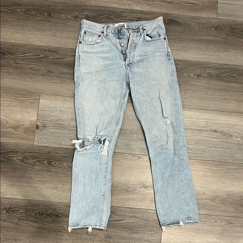 Agolde Light Blue Ripped Boyfriend Jeans